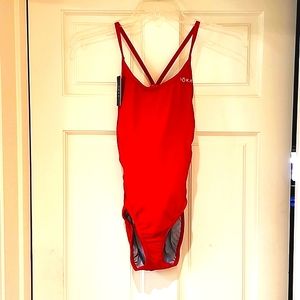 NWT NEW ROKA Elite Strapback Red One Piece Swimsuit